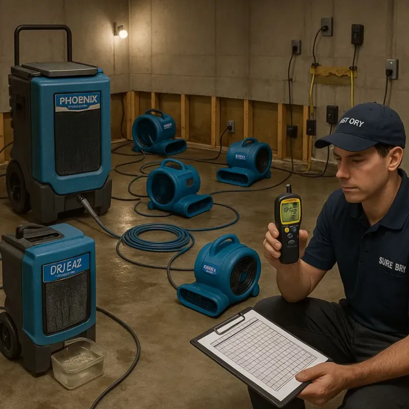 Structural Drying and Dehumidification process in Duarte, CA